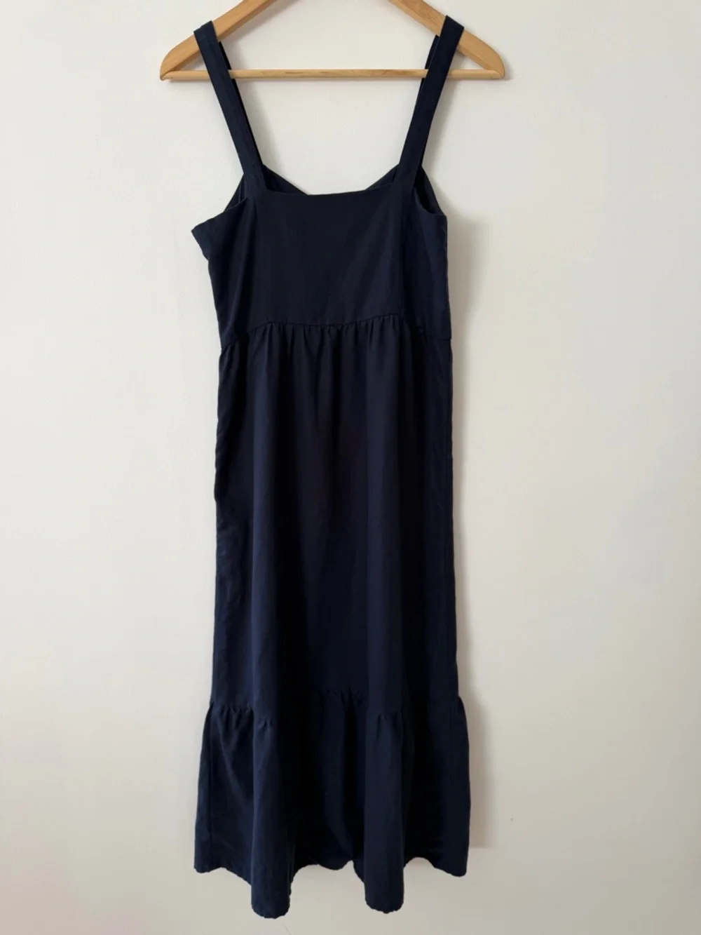 Frank And Oak Navy Tencel Linen Blend Button-Down Midi Dress S - Picture 3 of 11